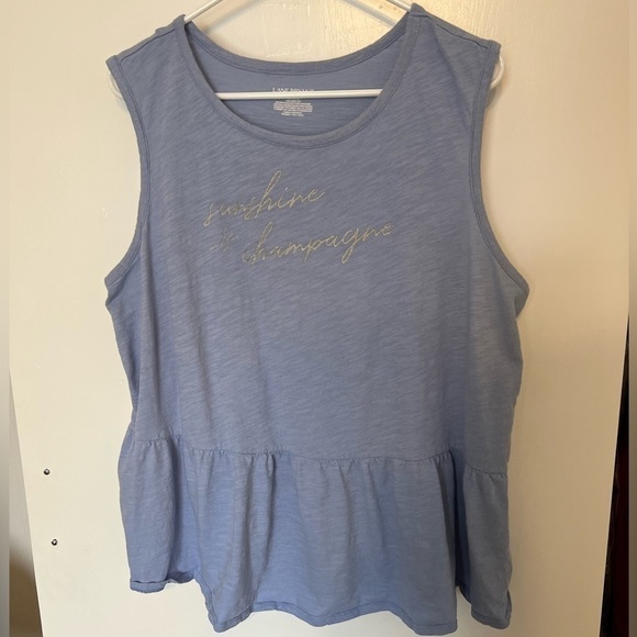 Lane Bryant 18/20 2X Blue and Silver Summer Peplum Plus Tank Top - Picture 2 of 12